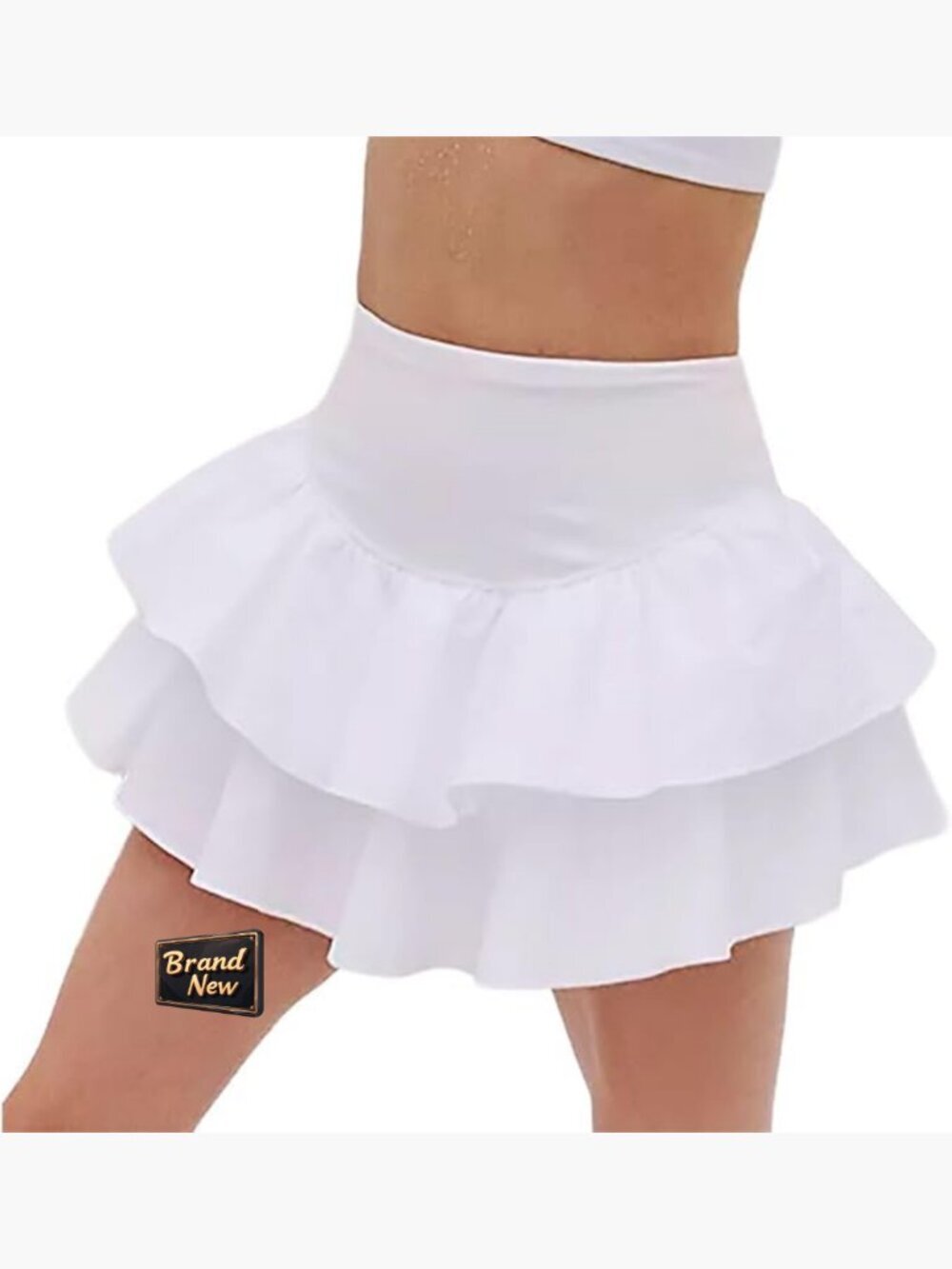 High-Rise Tiered Skort with Built-In Shorts Pull-On Design